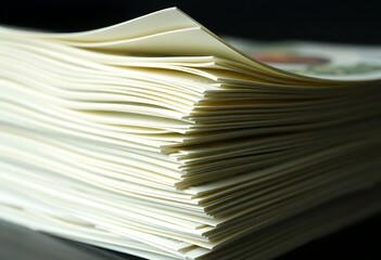 stack of papers sitting on top of a table