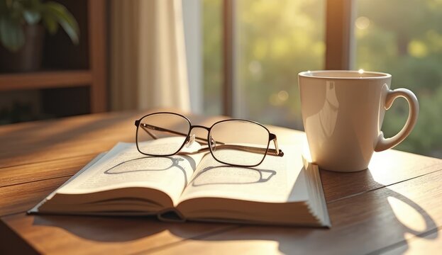 cup of coffee and book - Powered by Adobe