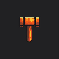 Pixel hammer icon flat vector design