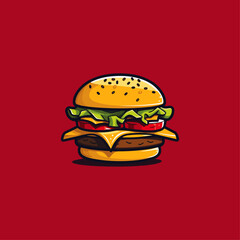 Big hamburger icon flat vector design