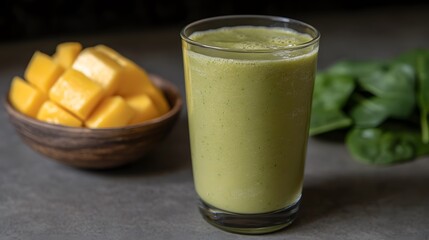 Refreshing Mango Spinach Smoothie in Glass
