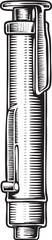 Obraz premium detailed black and white sketch of a cylindrical pen.