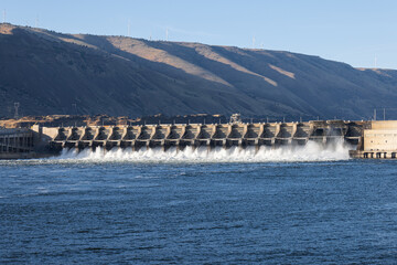 wide dam on a river