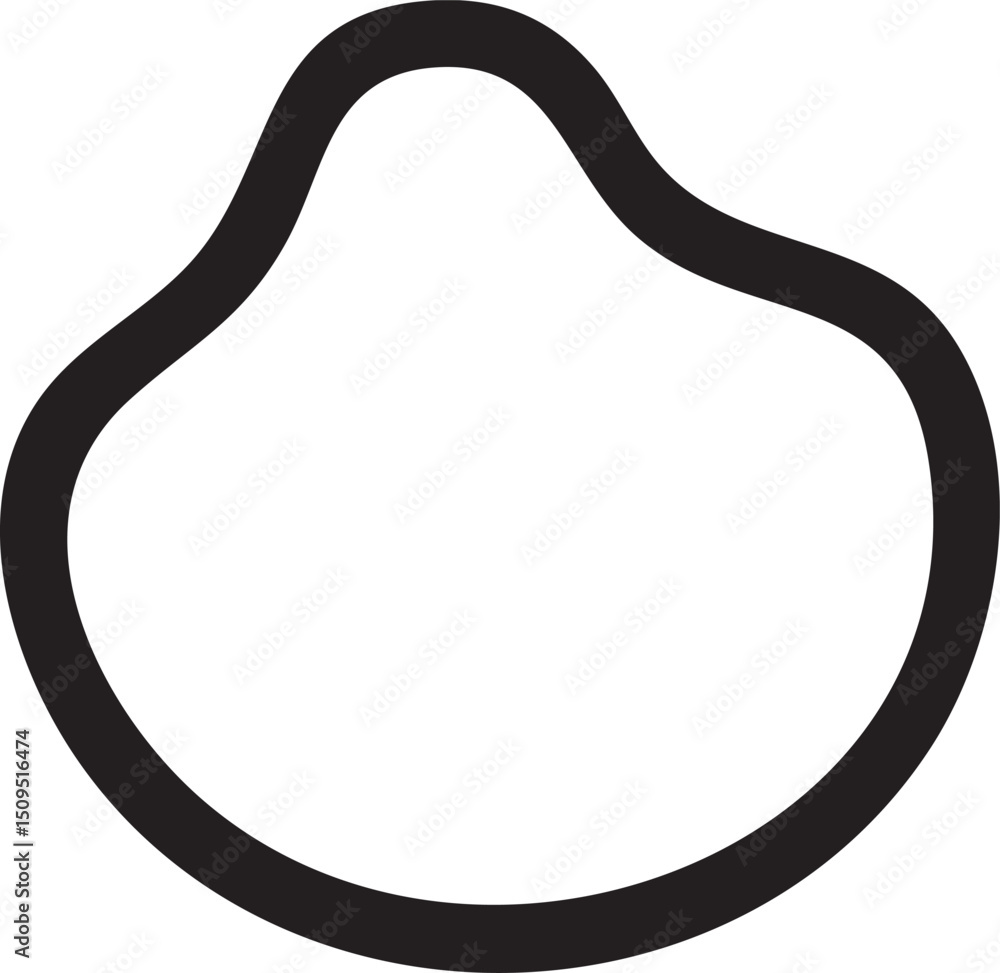 Poster simple solid black outline of a rounded shape.