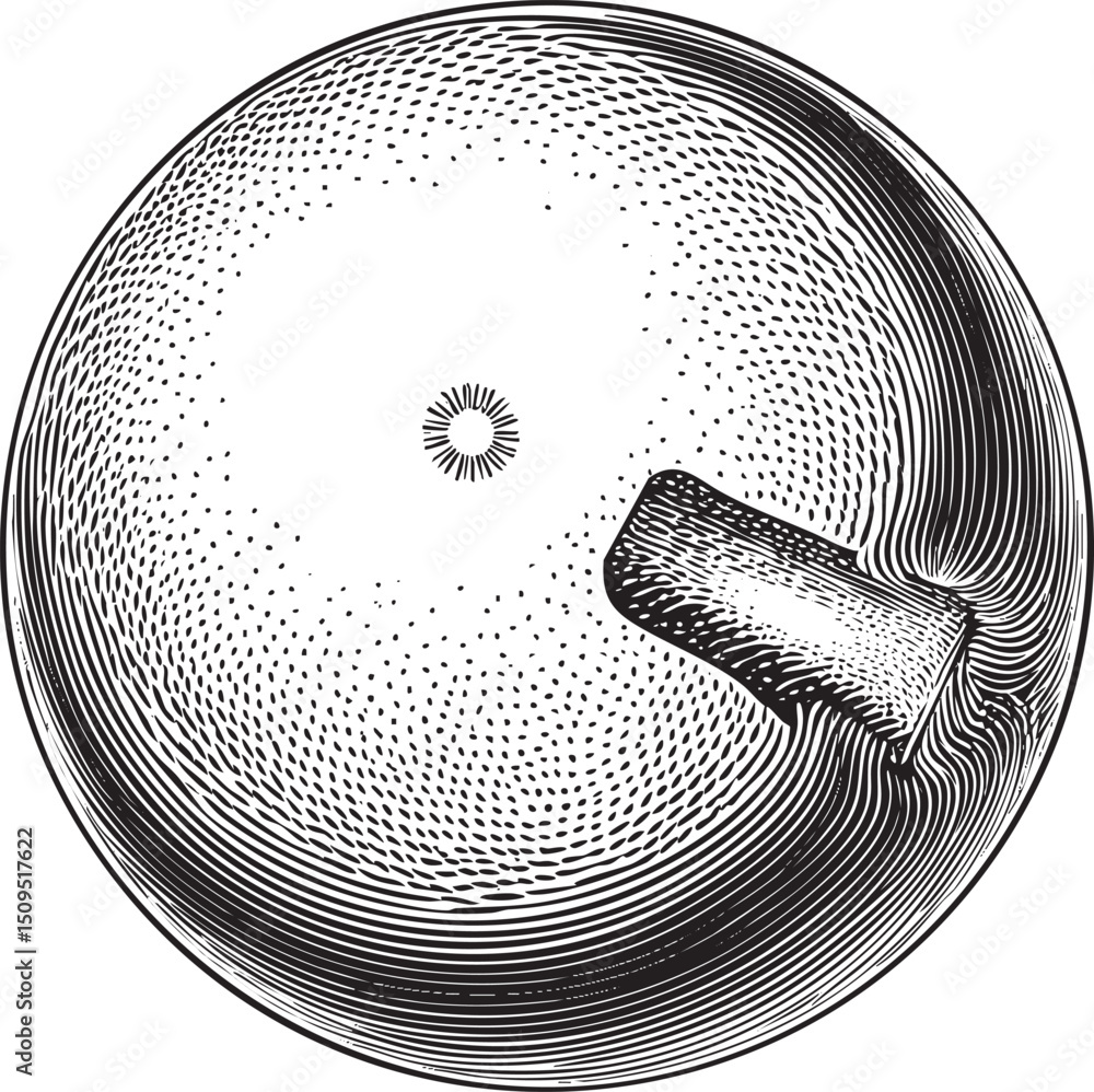 Poster circular textured sphere with a central projection.