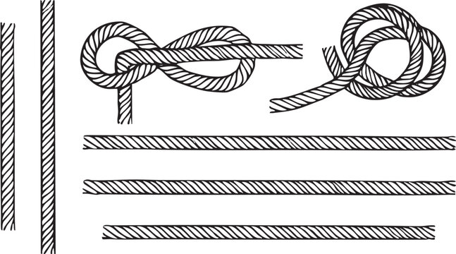 diagram illustrates a complex nautical knot with three parallel lines.