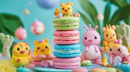 A stack of colourful cookies