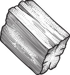 solitary wooden log rests on a textured surface.