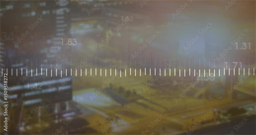 Poster white bars and orange polyline starting waveform tracing numeric labels shifting visualizing data