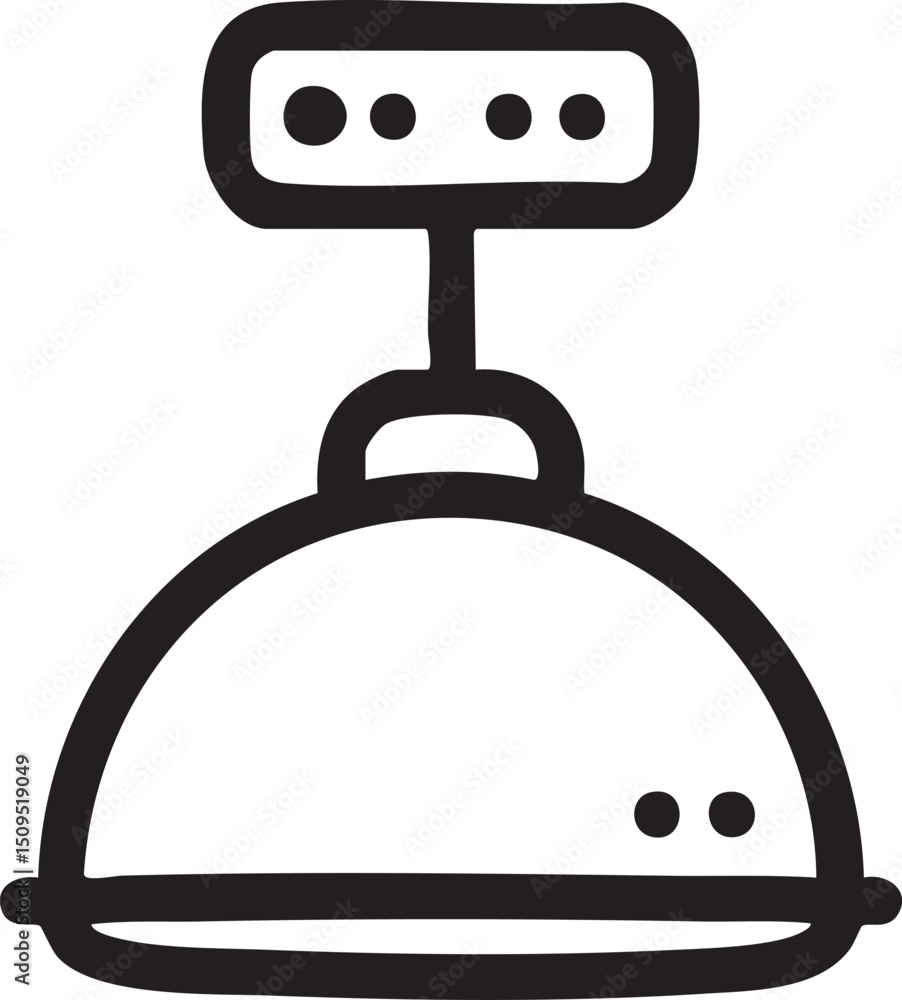 Poster simple stylized scale with a rounded bowl and a central support.