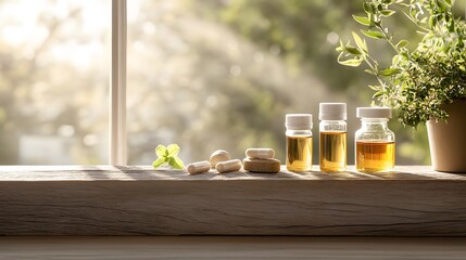 Sunlit Windowsill Herbal Remedies: Capsules and Essential Oils