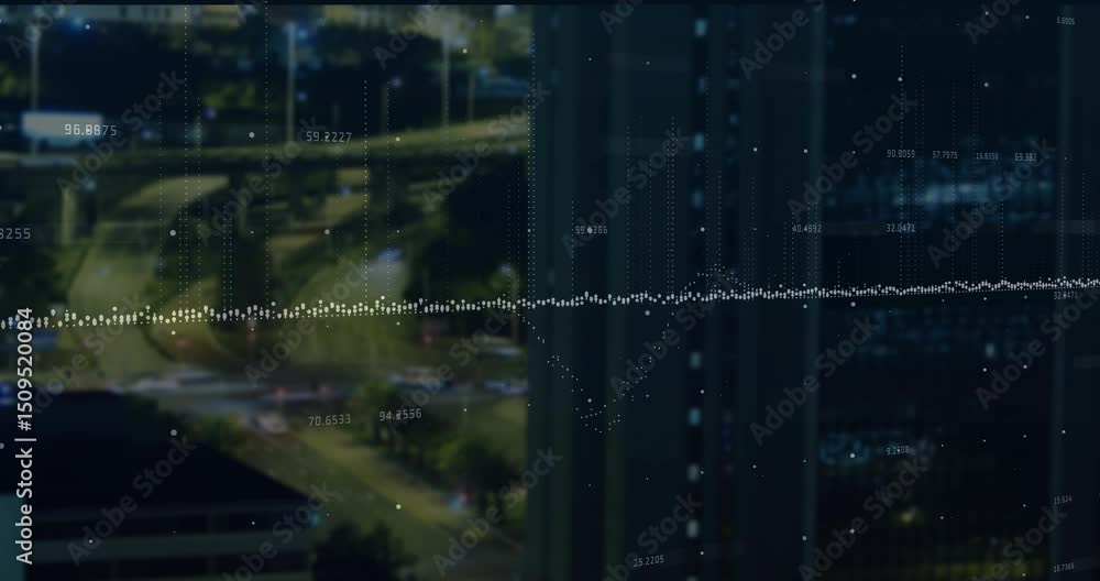Aufkleber on start waveform overlay appearing fluctuating with numeric data updating to indicate live traffic