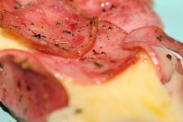 Pepperoni Pizza Slice. Pizza Close-up. Pepperoni Pizza Slice with selective focus. Delicious Pizza.