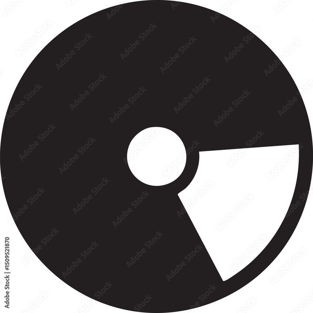 Poster circular shape with a central white dot and an outward-reaching gray segment.