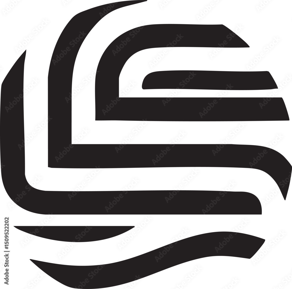 Poster bold stylized curve forms a dynamic upward motion.