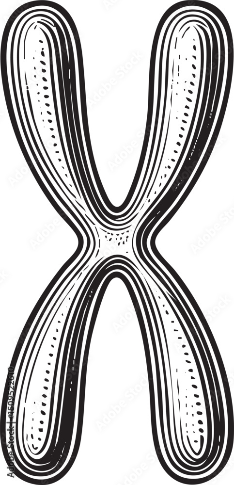 Poster stylized symmetrical x shape is formed with flowing lines.