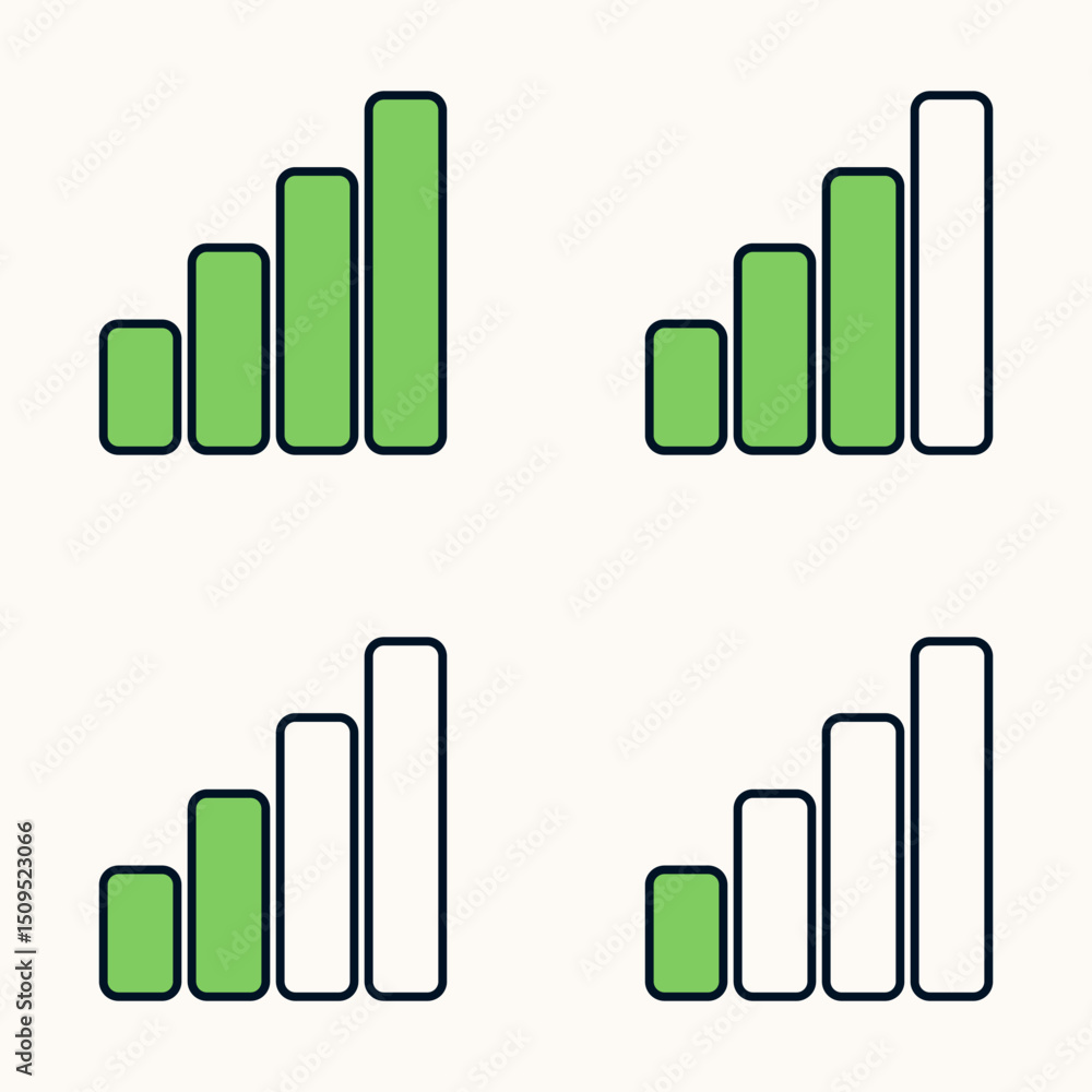 Poster minimalist wireless signal bars in gradient fill from strong to no signal