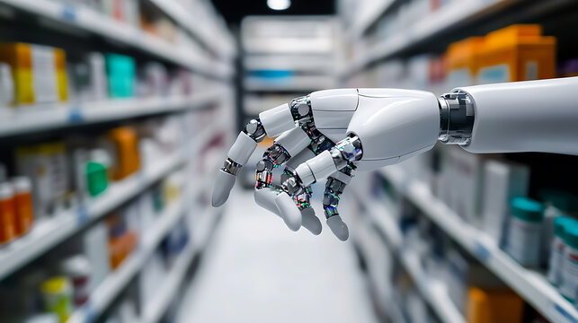 Robotic Hand in a Pharmacy Aisle