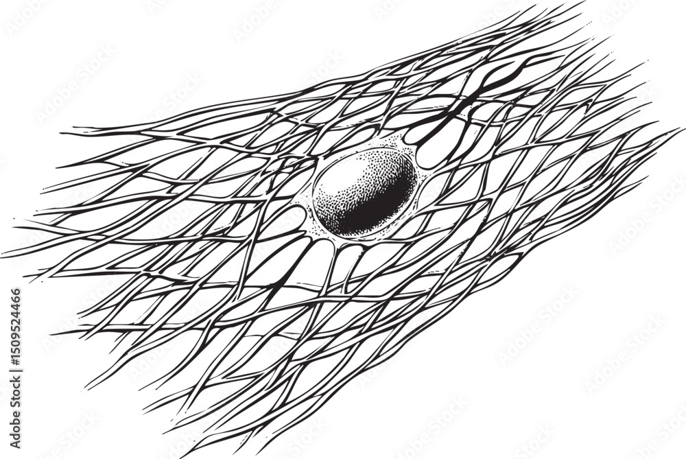 Poster single dark eye is surrounded by intricate branching lines.