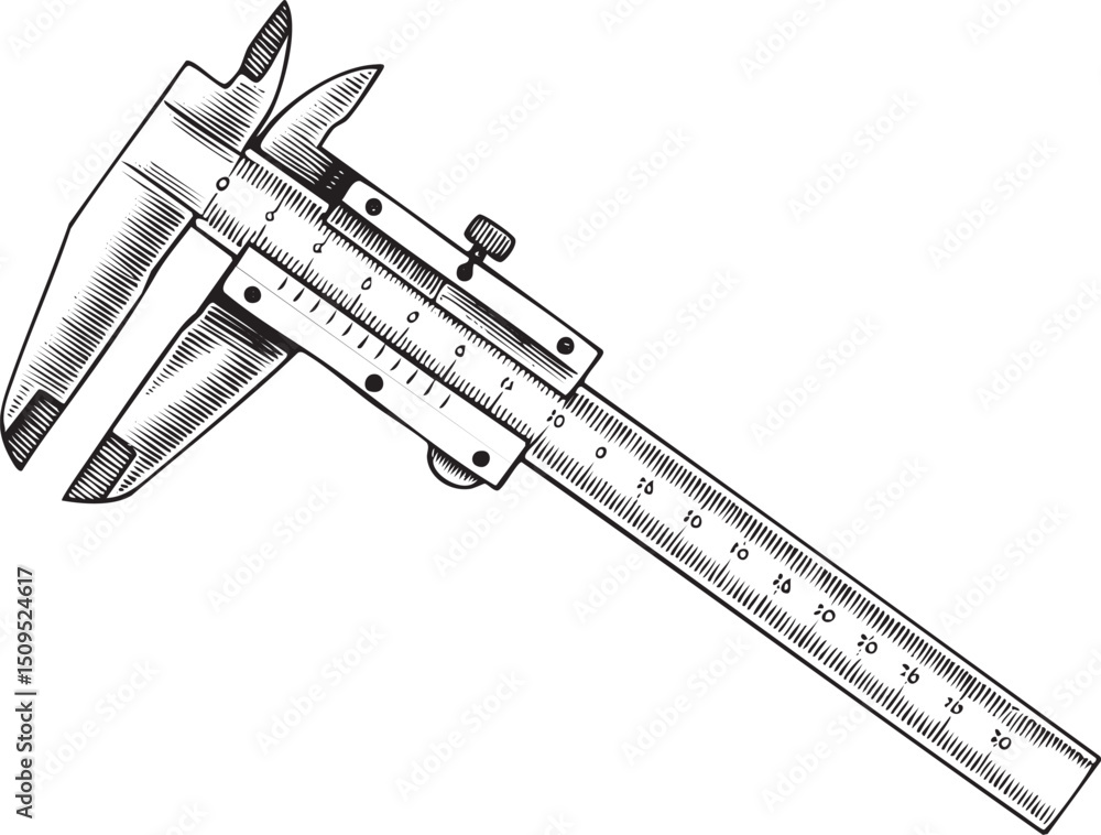 Poster detailed caliper measures a small object with precision.