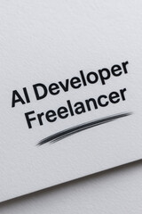 Fototapeta premium AI developer freelancer text on white paper with underline emphasizing career and work opportunity