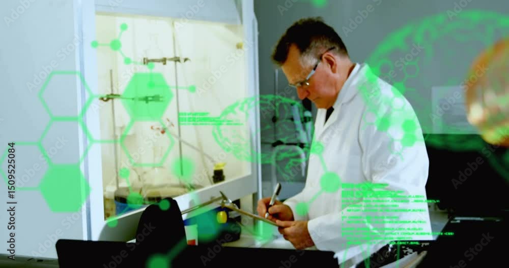 Poster copper coil and gauges launching ar overlays scientist tuning valve and logging data in tech lab