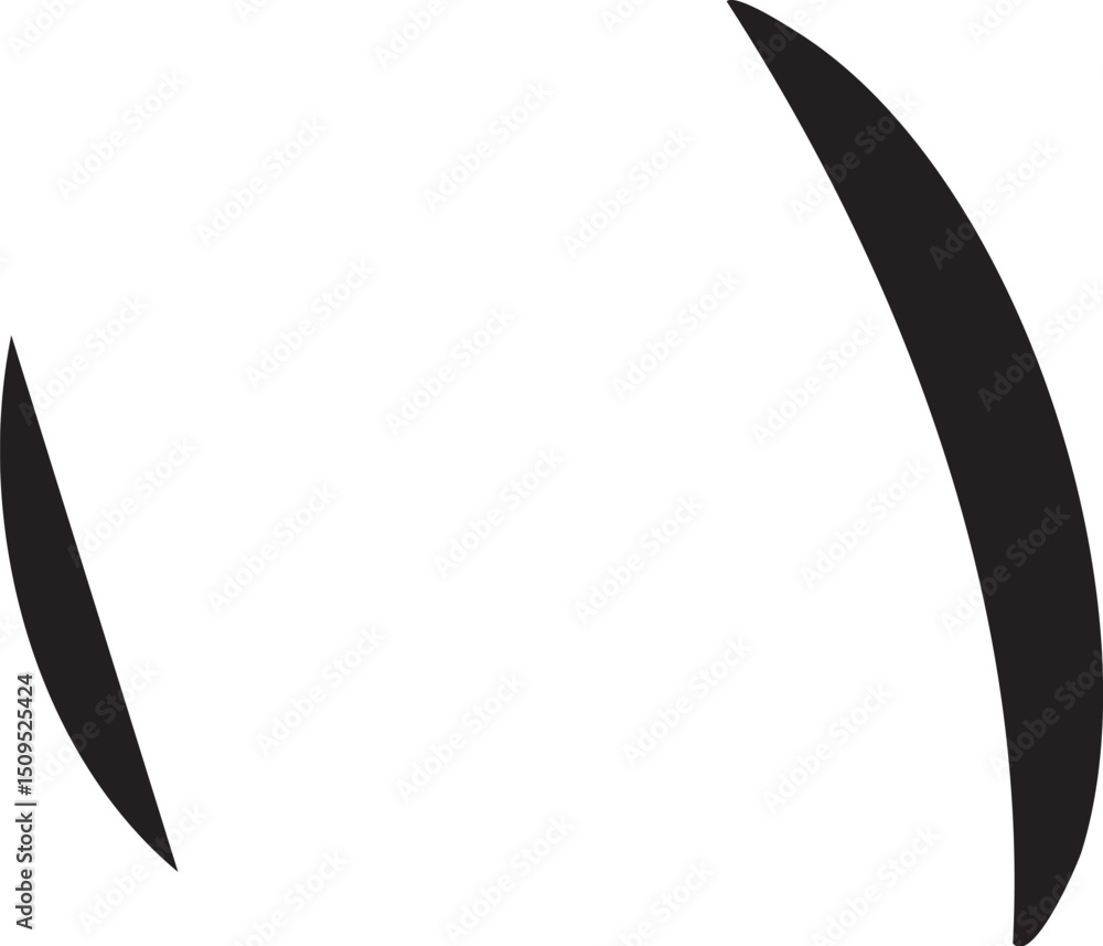 Poster two curved black arcs create a dynamic abstract shape against a white background.