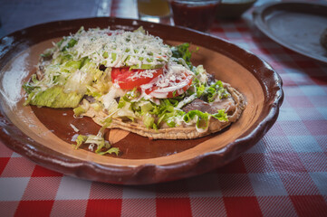 Mexican Huarache With Cecina De Yecapixtla and Fresh Salad
