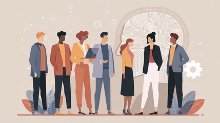 Team collaboration event modern office illustration professional environment group interaction business insight