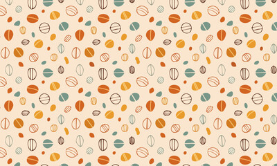 Hand-Drawn Nature Elements Seamless Background Illustration Peach and Brown
