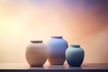 two vases on a blue background