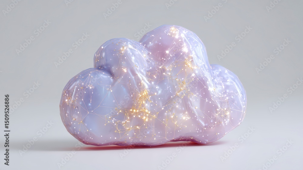 Aufkleber futuristic cloud computing network abstract digital cloud concept