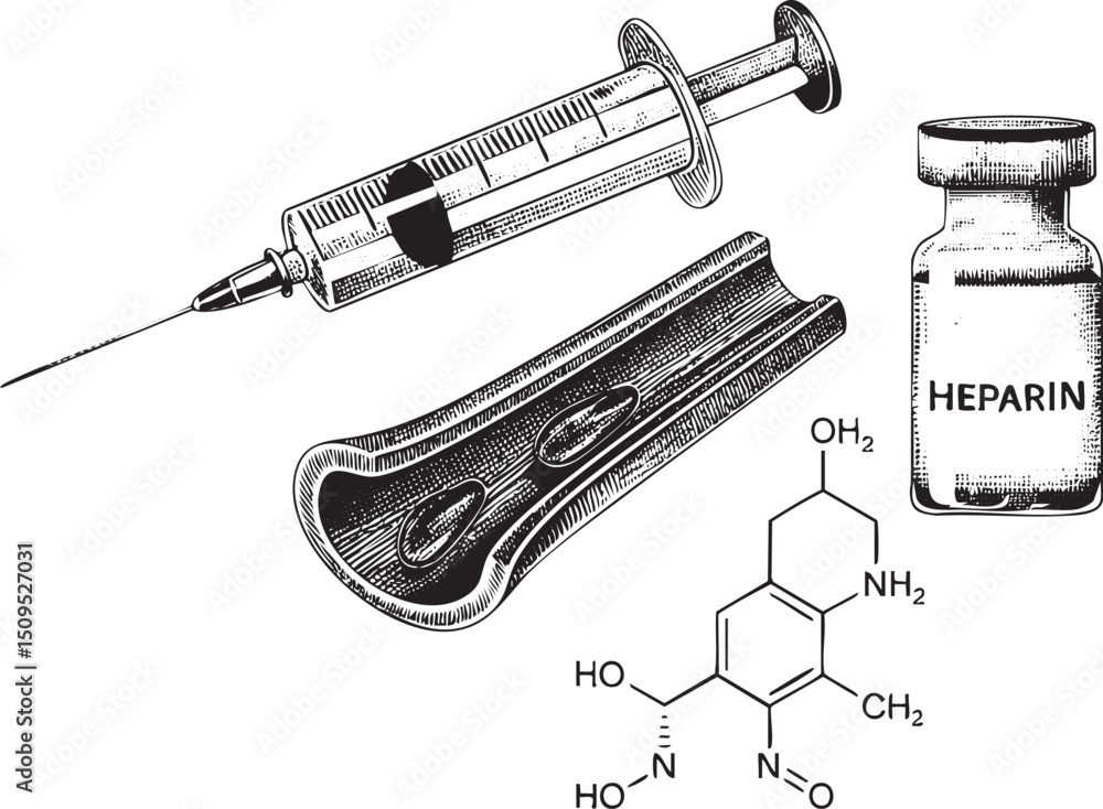 Poster syringe injects a solution into an of a vein.