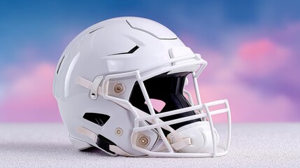 Fototapeta premium White Football Helmet American Football Sports Equipment Game Day Safety Gear