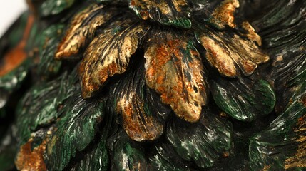 Obraz premium Closeup Green Gold Gilt Ornate Leaf Texture