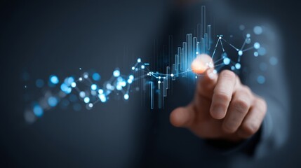 Engaging digital analytics presentation business environment data visualization corporate setting close-up view innovation concept