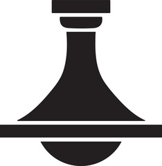 stylized black chess piece rests on a white surface.
