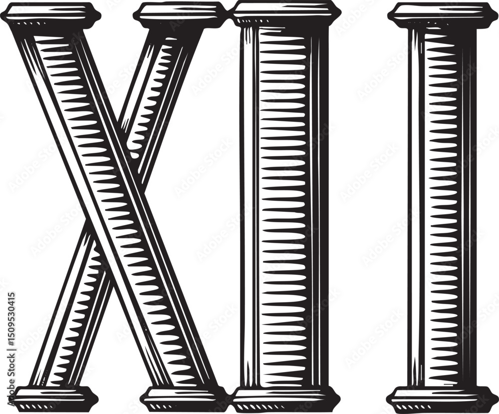 Poster two black columns intersect diagonally creating a striking geometric .
