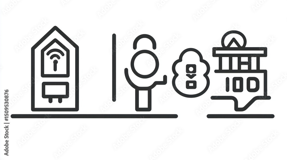 Poster set of communication and networking icons