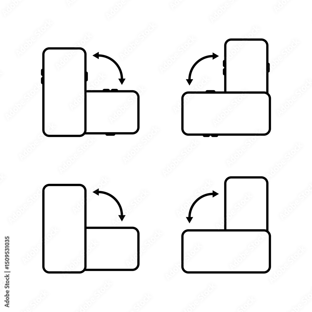 Poster auto rotate smartphone icon set. phone rotation sign symbol