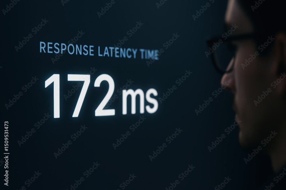 Aufkleber response latency time 172 ms technology screen developer freelancer ai concept