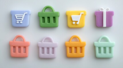 Pastel Shopping Cart  Basket   Gift Icons  E commerce  Online Retail  Business