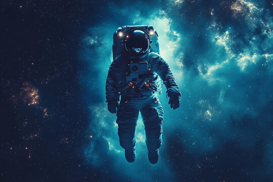 Silhouette of an astronaut floating in space