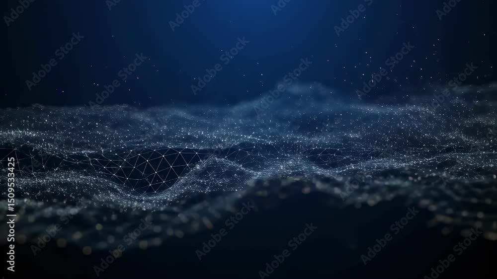 Poster abstract digital waveform network connections data visualization futuristic technology background