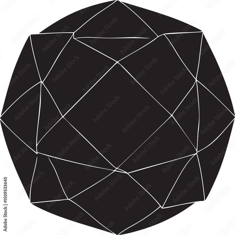 Aufkleber complex geometric shape is composed of intersecting white lines on a dark background.