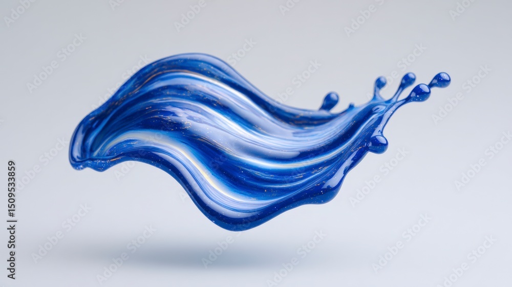 Poster abstract blue liquid splash swirl flowing wave 3d render background texture design
