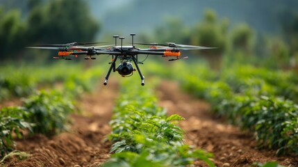Drone technology revolutionizing agriculture crop fields aerial photography rural landscape innovative farming solutions