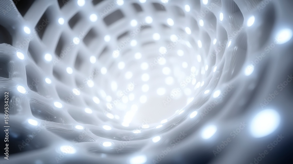 Poster futuristic led tunnel abstract light network digital technology modern architecture