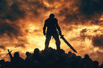 Obraz premium Man wielding a massive sword