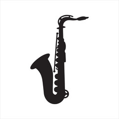 Saxophone Silhouette Icon – Jazz Music Instrument Vector